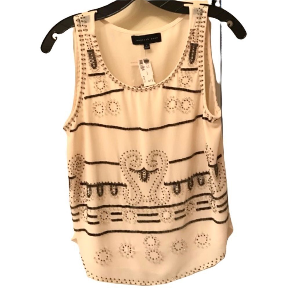 English Rose cream Beaded embellished tank top